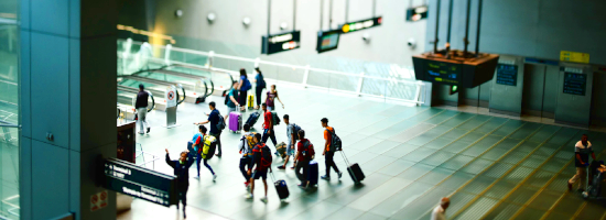 Passengers rushing in the airport