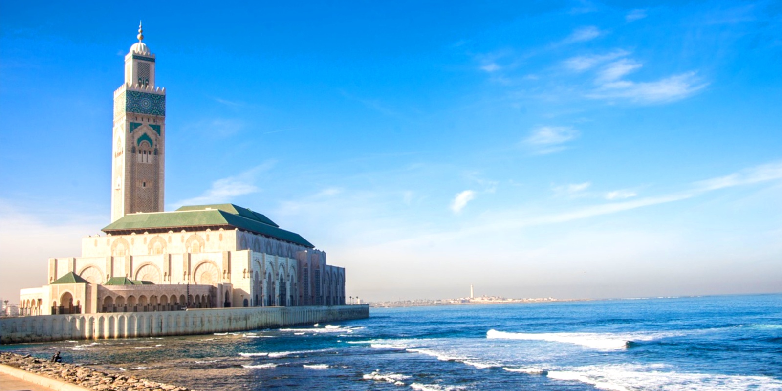 Casablanca's Hassan II Mosque overlooks the Atlantic ocean, standing tall at an astounding 60 stories.