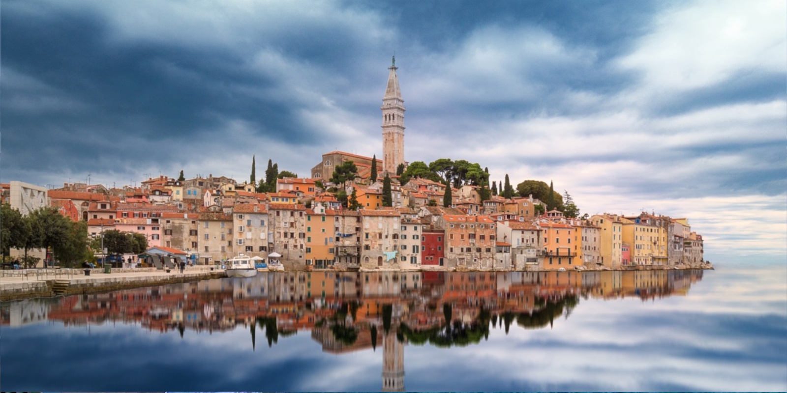 St. Euphemia's Church steeple overlooking the Rovinj peninsula.
